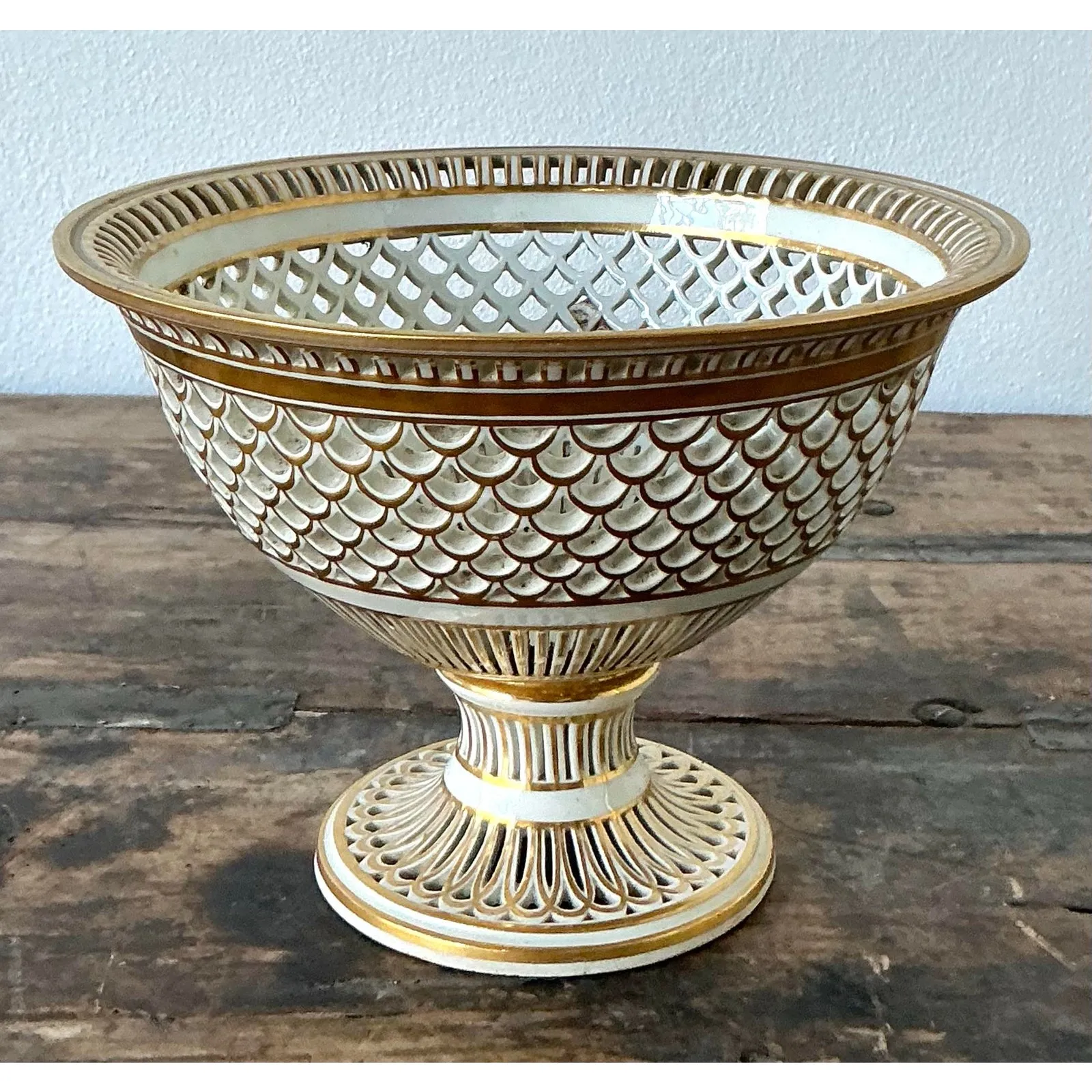 Vintage Regency Pierced Porcelain Bowl — additional photo 6