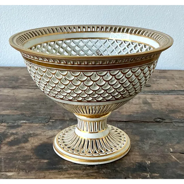 Vintage Regency Pierced Porcelain Bowl — additional photo 6