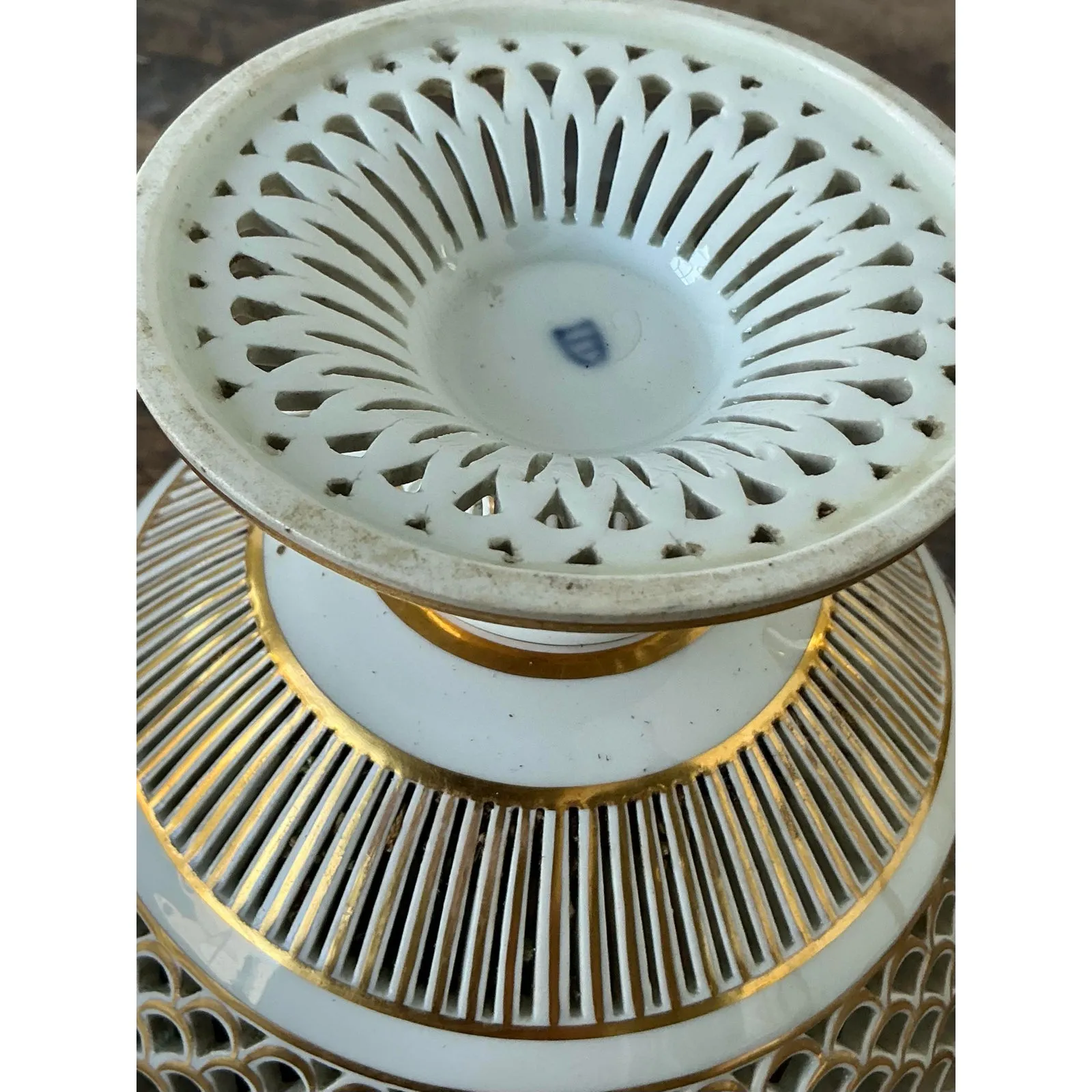 Vintage Regency Pierced Porcelain Bowl — additional photo 7