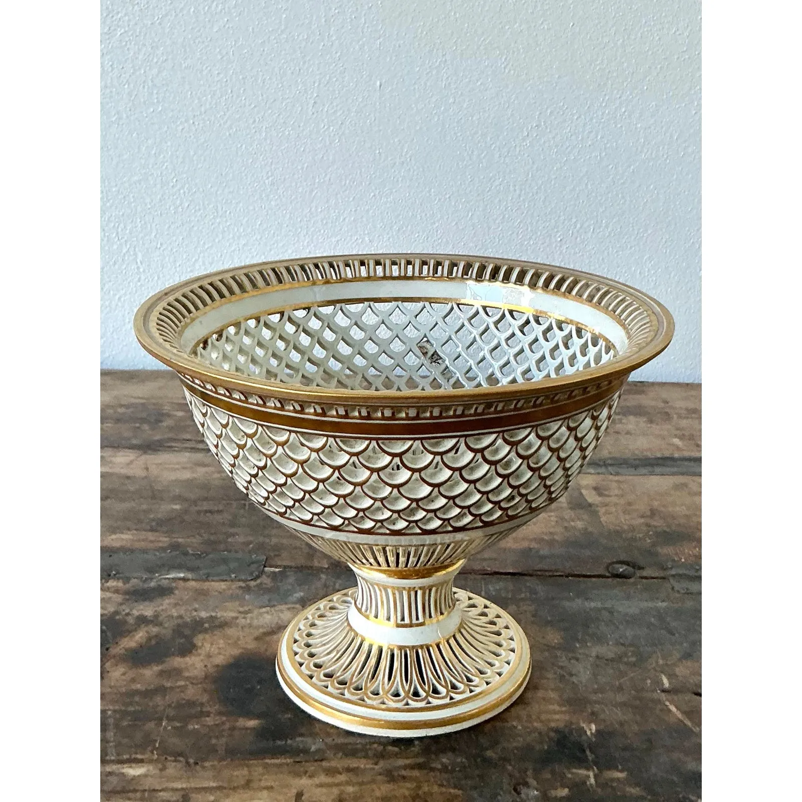 Vintage Regency Pierced Porcelain Bowl — additional photo 8