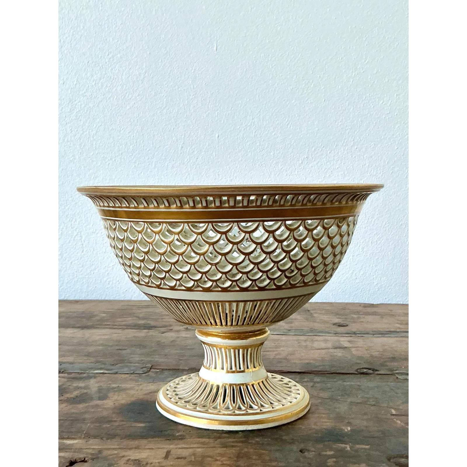 Vintage Regency Pierced Porcelain Bowl — additional photo 2