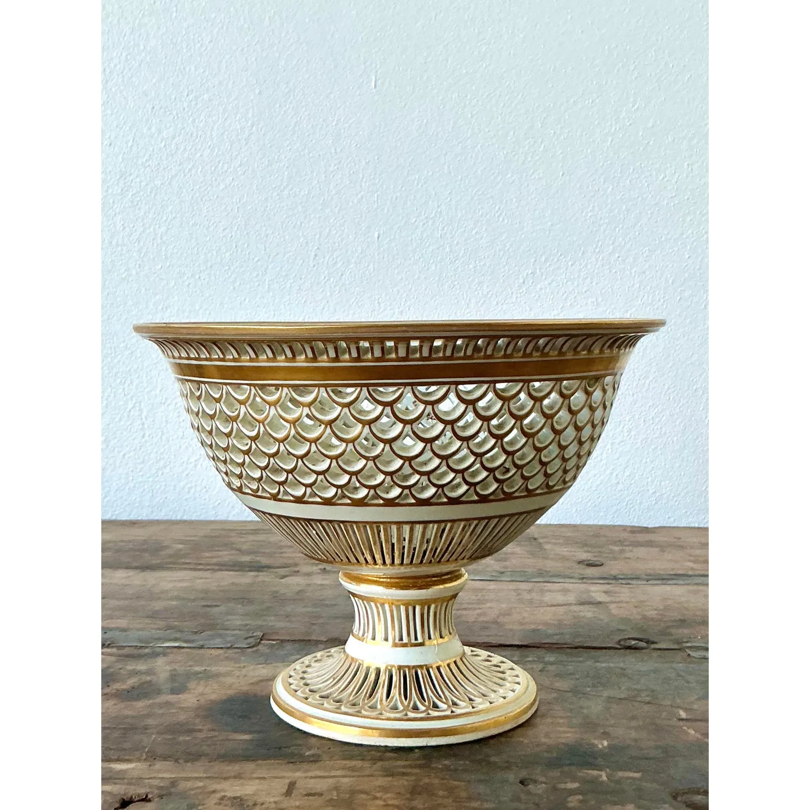 Vintage Regency Pierced Porcelain Bowl — additional photo 3