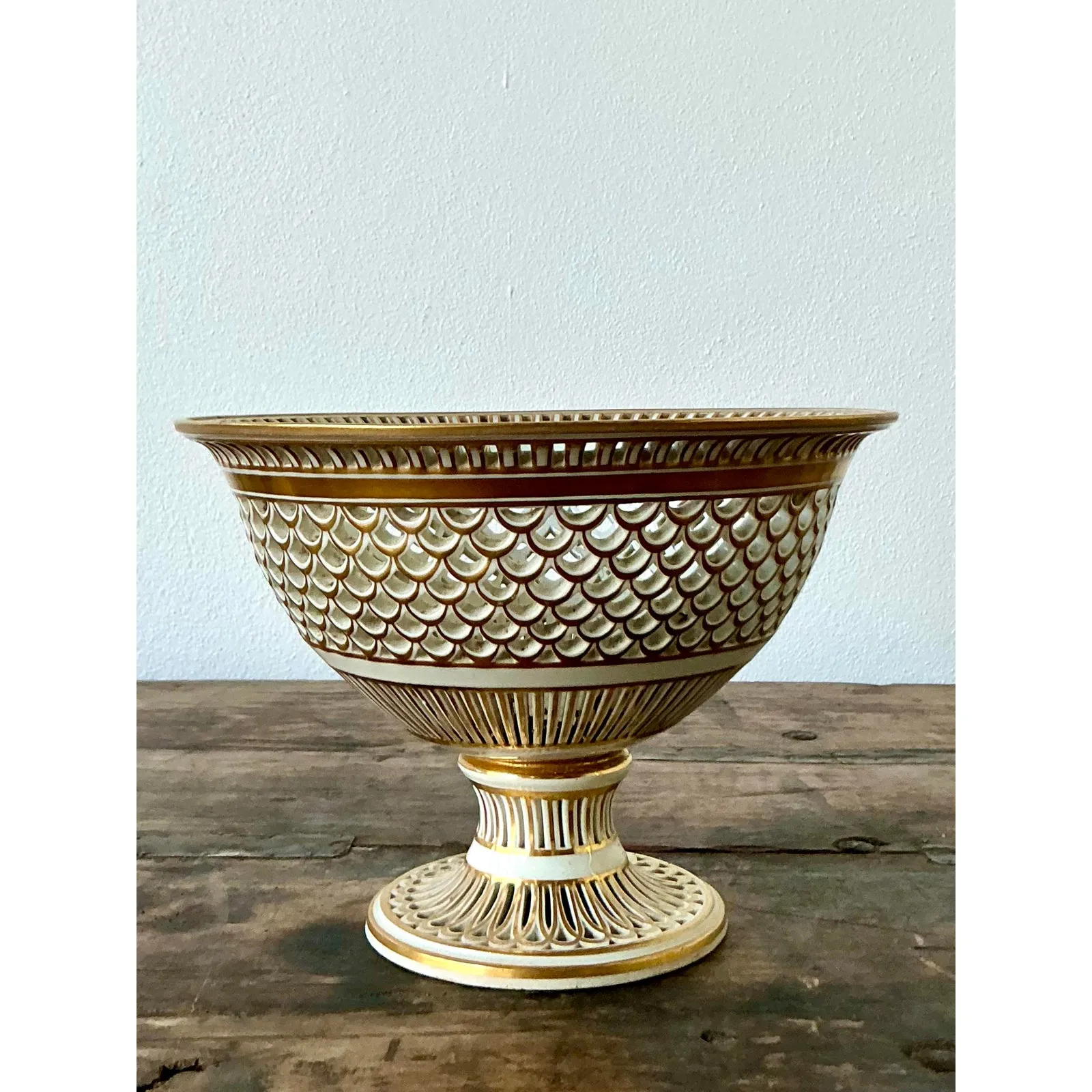 Vintage Regency Pierced Porcelain Bowl — additional photo 4