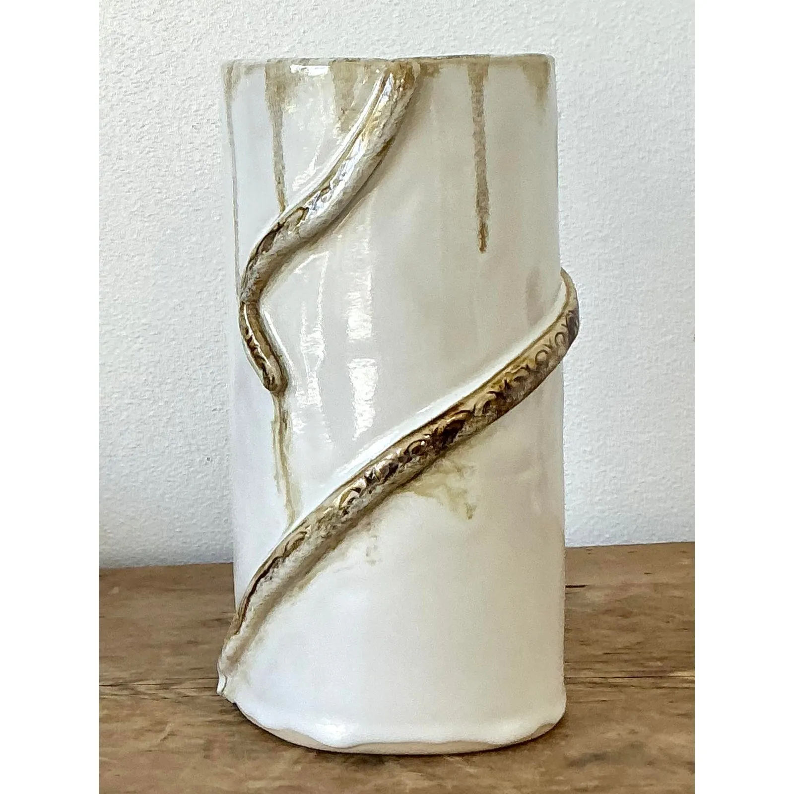 Vintage Boho Original Studio Pottery Snake Vase — additional photo 7