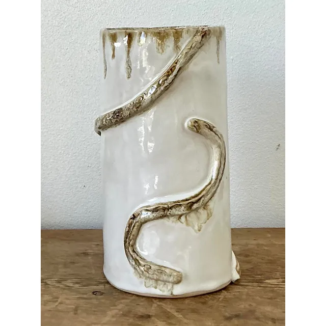 Vintage Boho Original Studio Pottery Snake Vase — additional photo 2