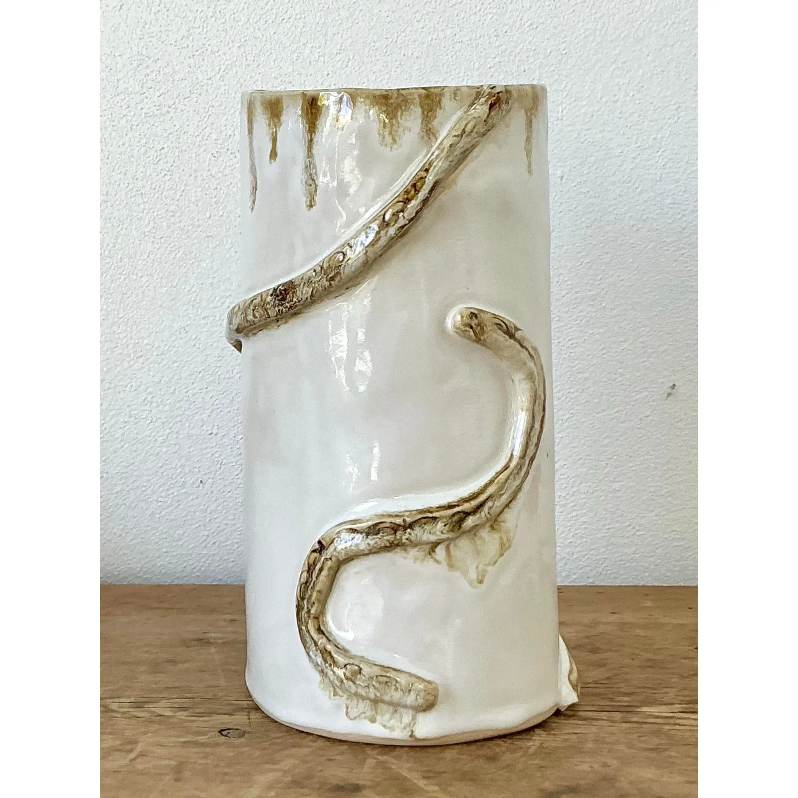 Vintage Boho Original Studio Pottery Snake Vase — additional photo 3