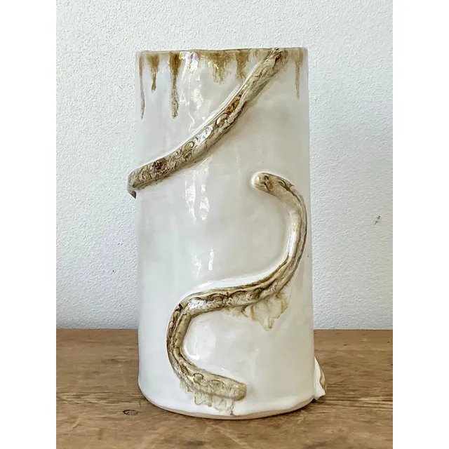 Vintage Boho Original Studio Pottery Snake Vase — additional photo 3