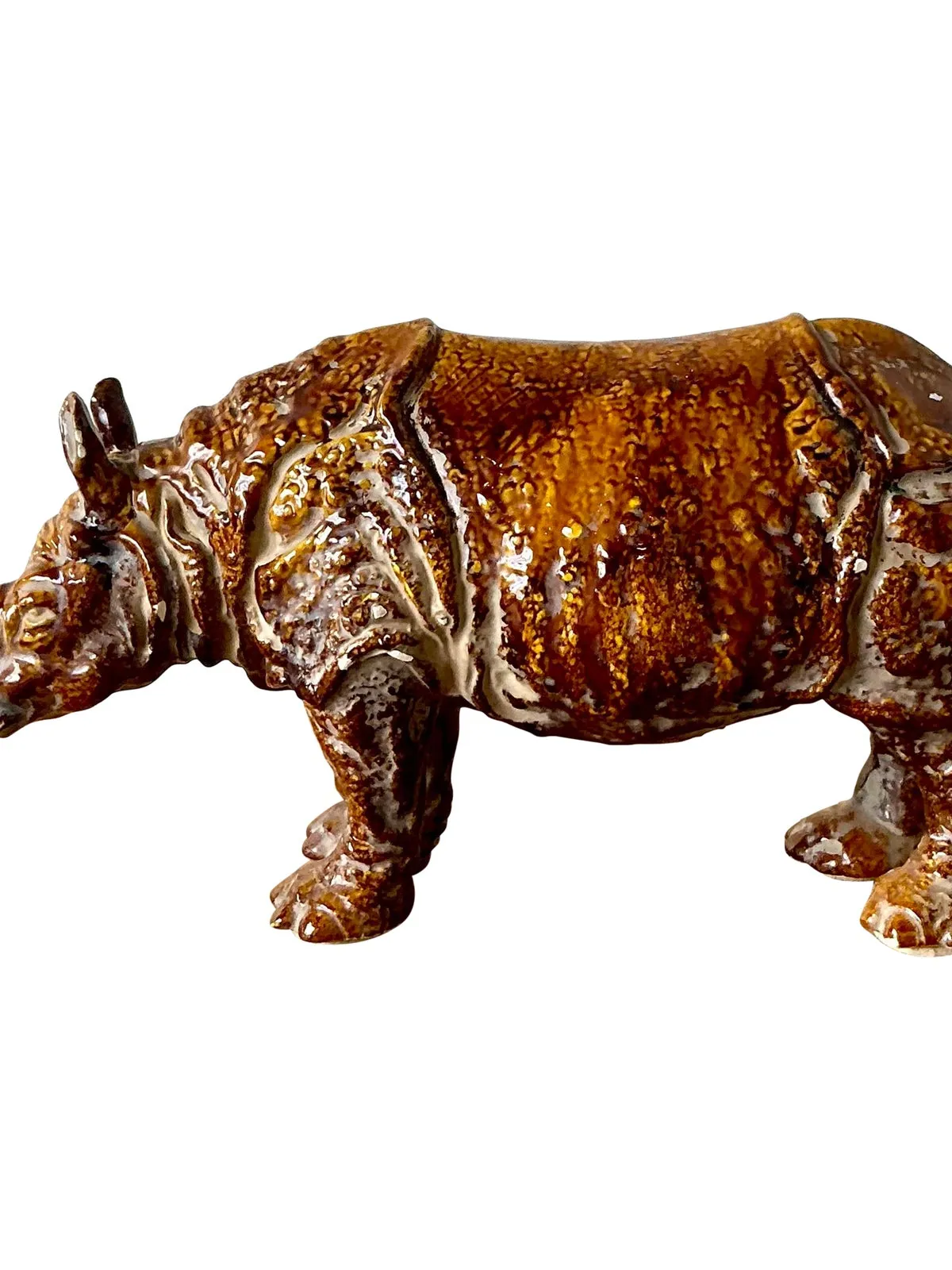 Vintage 60s Italian Glazed Ceramic Rhino — additional photo 8