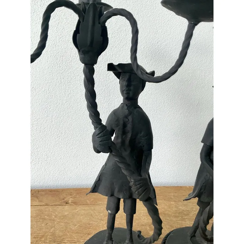 Vintage Boho Forged Iron Candelabras - Set of 2 — additional photo 4