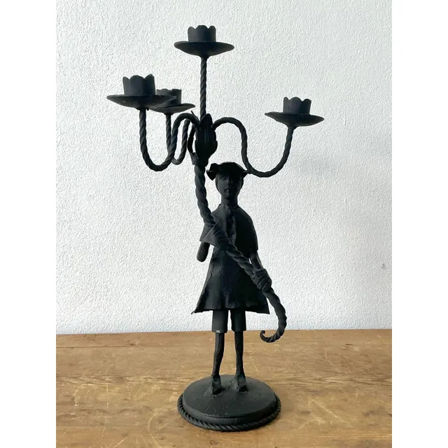 Vintage Boho Forged Iron Candelabras - Set of 2 — additional photo 6