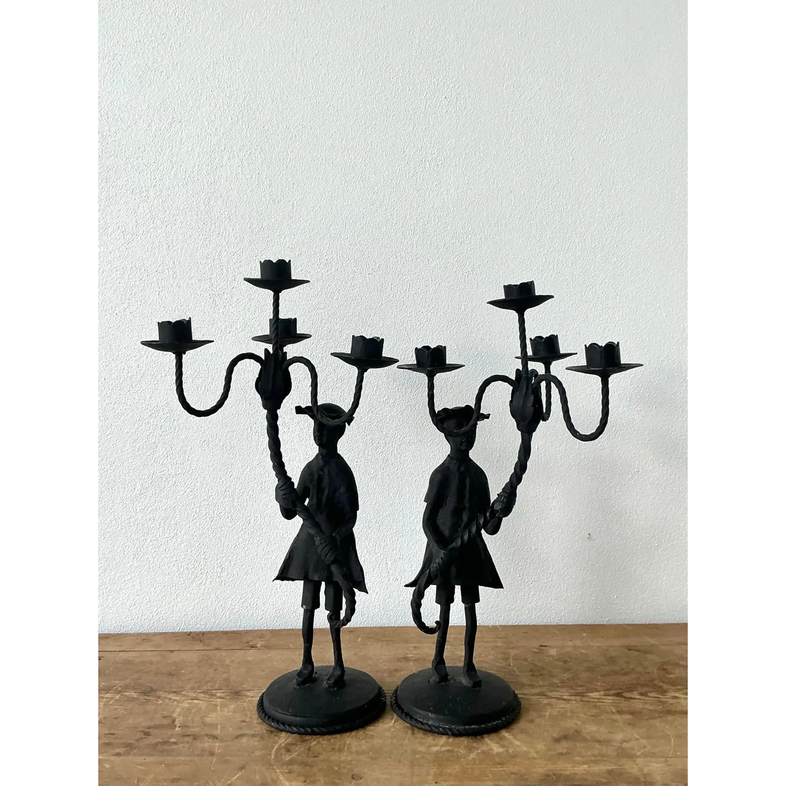Vintage Boho Forged Iron Candelabras - Set of 2 — additional photo 2