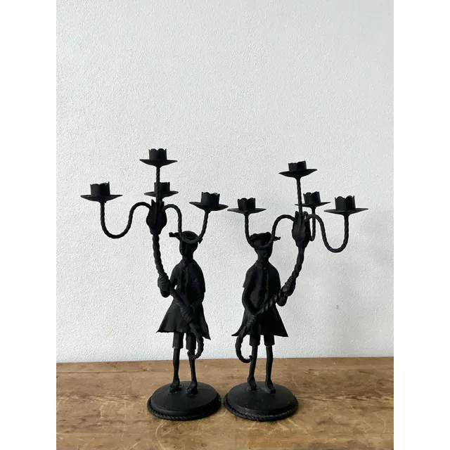 Vintage Boho Forged Iron Candelabras - Set of 2 — additional photo 2