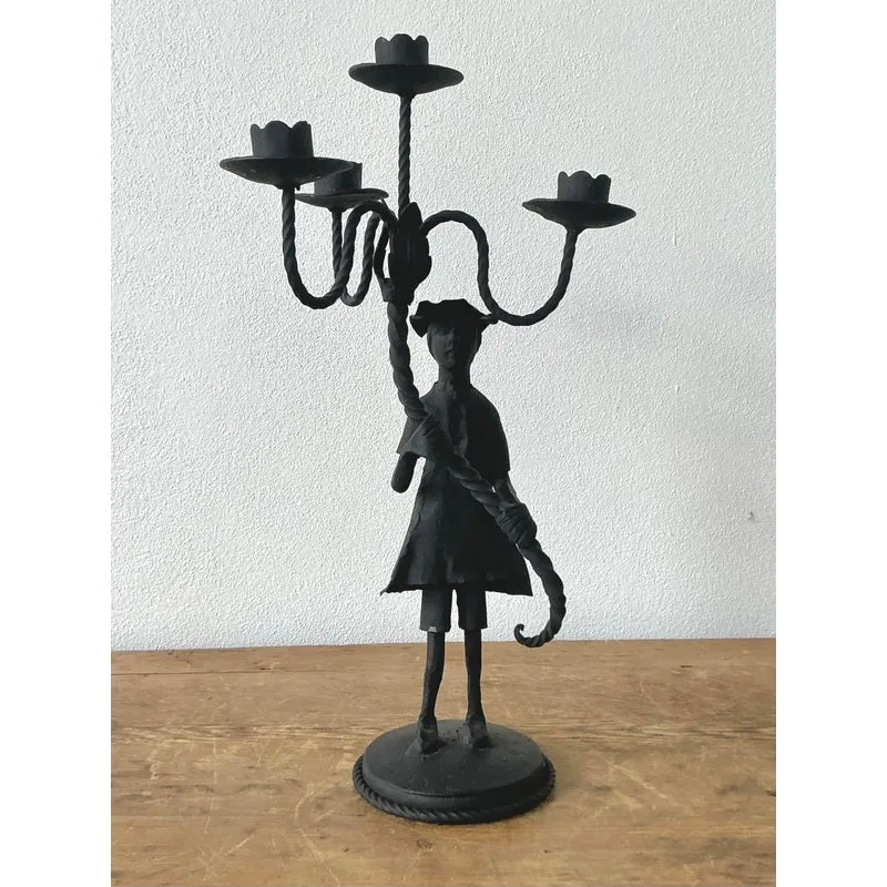 Vintage Boho Forged Iron Candelabras - Set of 2 — additional photo 3