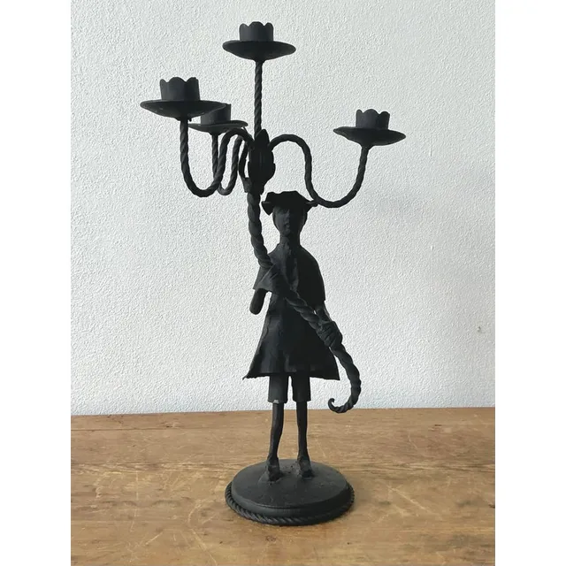 Vintage Boho Forged Iron Candelabras - Set of 2 — additional photo 3