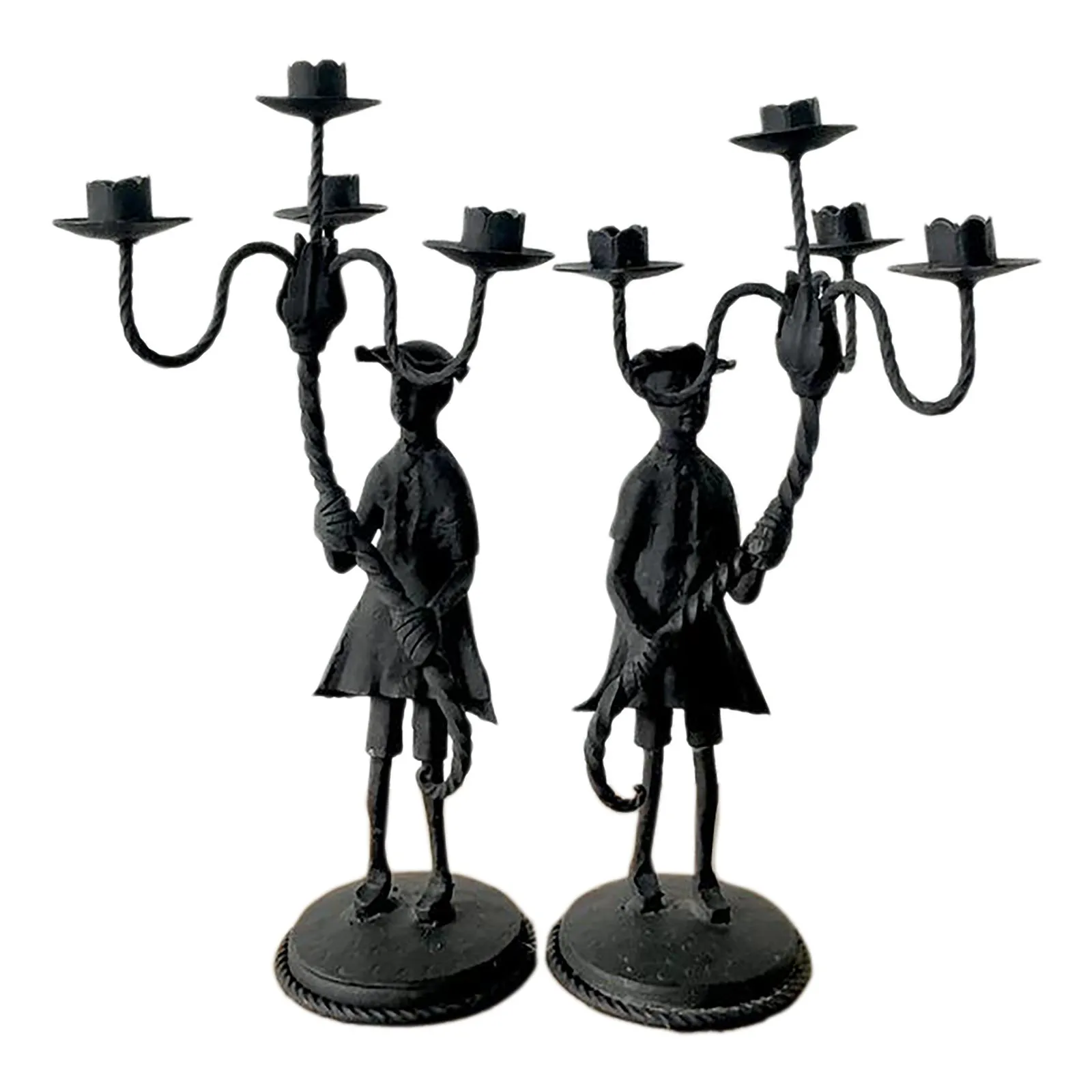 Vintage Boho Forged Iron Candelabras - Set of 2 — additional photo 1