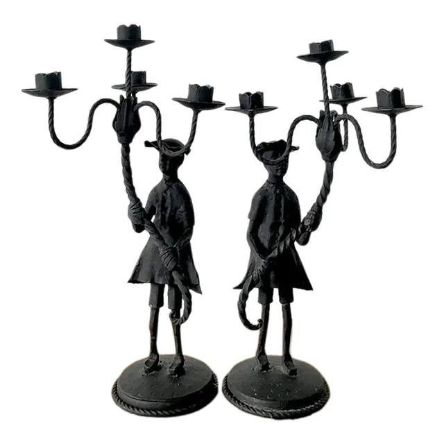 Vintage Boho Forged Iron Candelabras - Set of 2 — additional photo 1