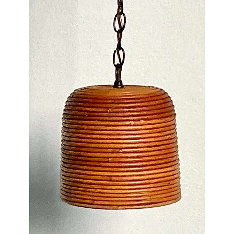 Vintage Boho Coiled Pencil Reed Hanging Light Pendant — additional photo 2