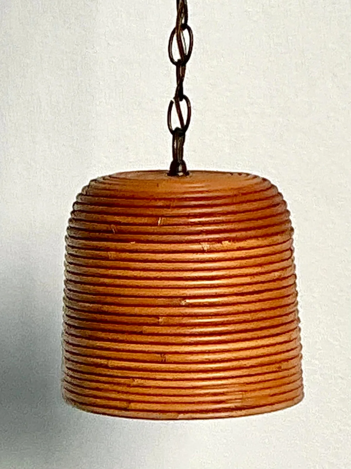 Vintage Boho Coiled Pencil Reed Hanging Light Pendant — additional photo 1