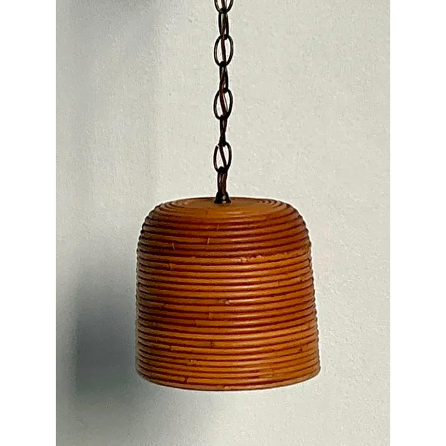Vintage Boho Coiled Pencil Reed Hanging Light Pendant — additional photo 4