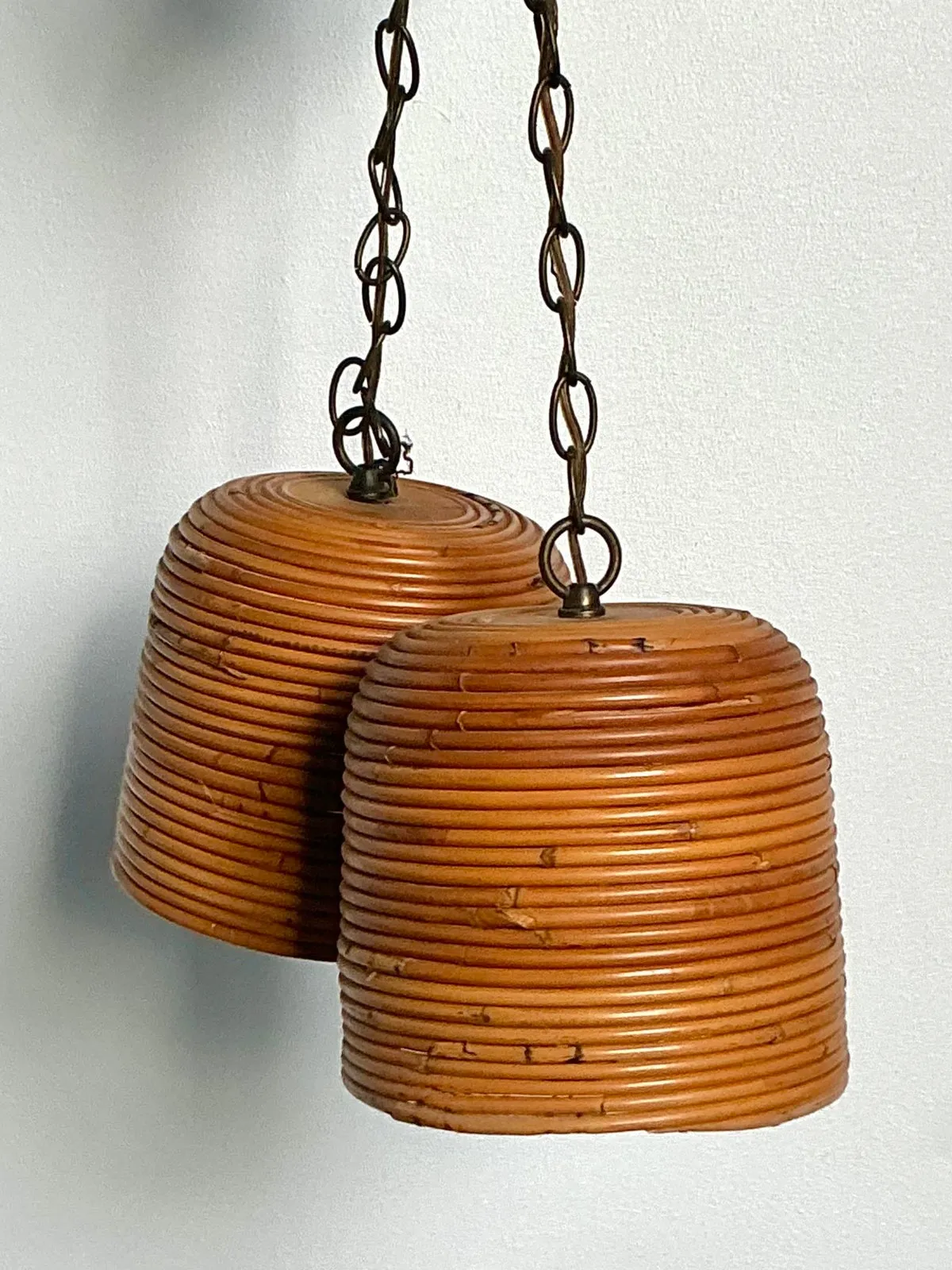 Vintage Boho Coiled Pencil Reed Hanging Light Pendant — additional photo 7