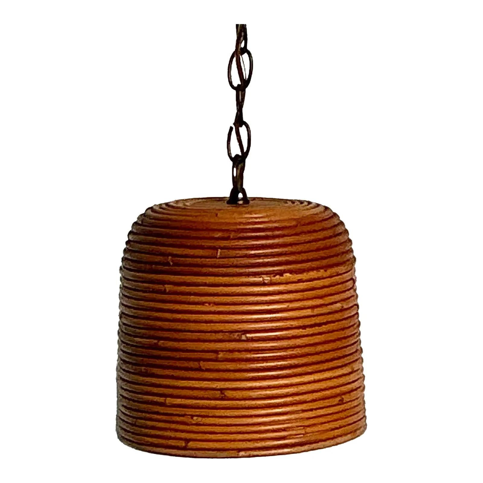 Vintage Boho Coiled Pencil Reed Hanging Light Pendant — additional photo 1