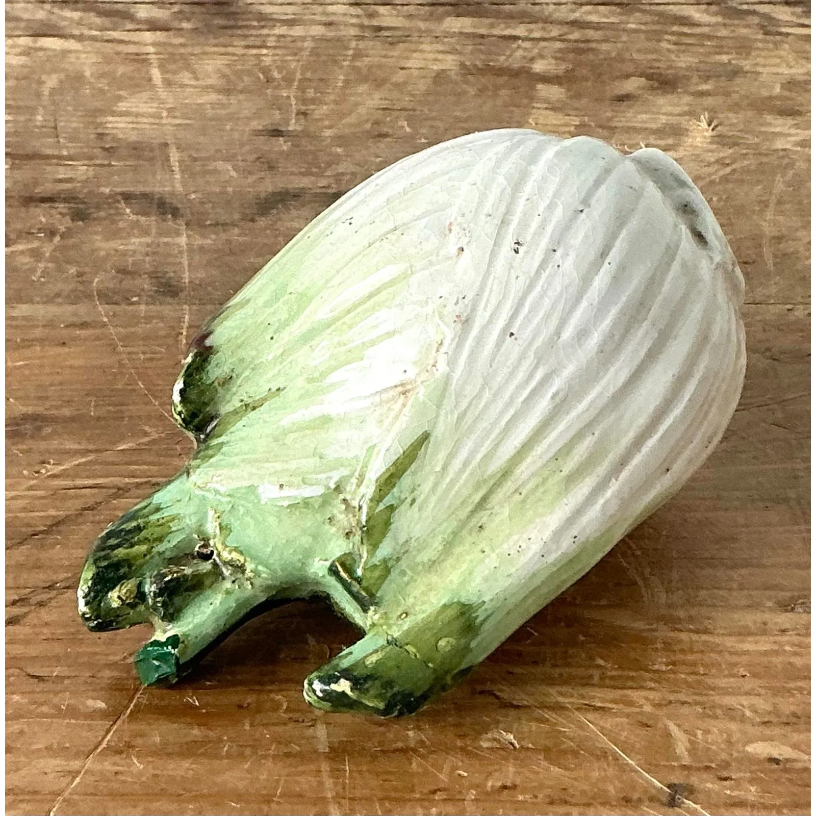 Vintage Boho Italian Glazed Ceramic Fennel