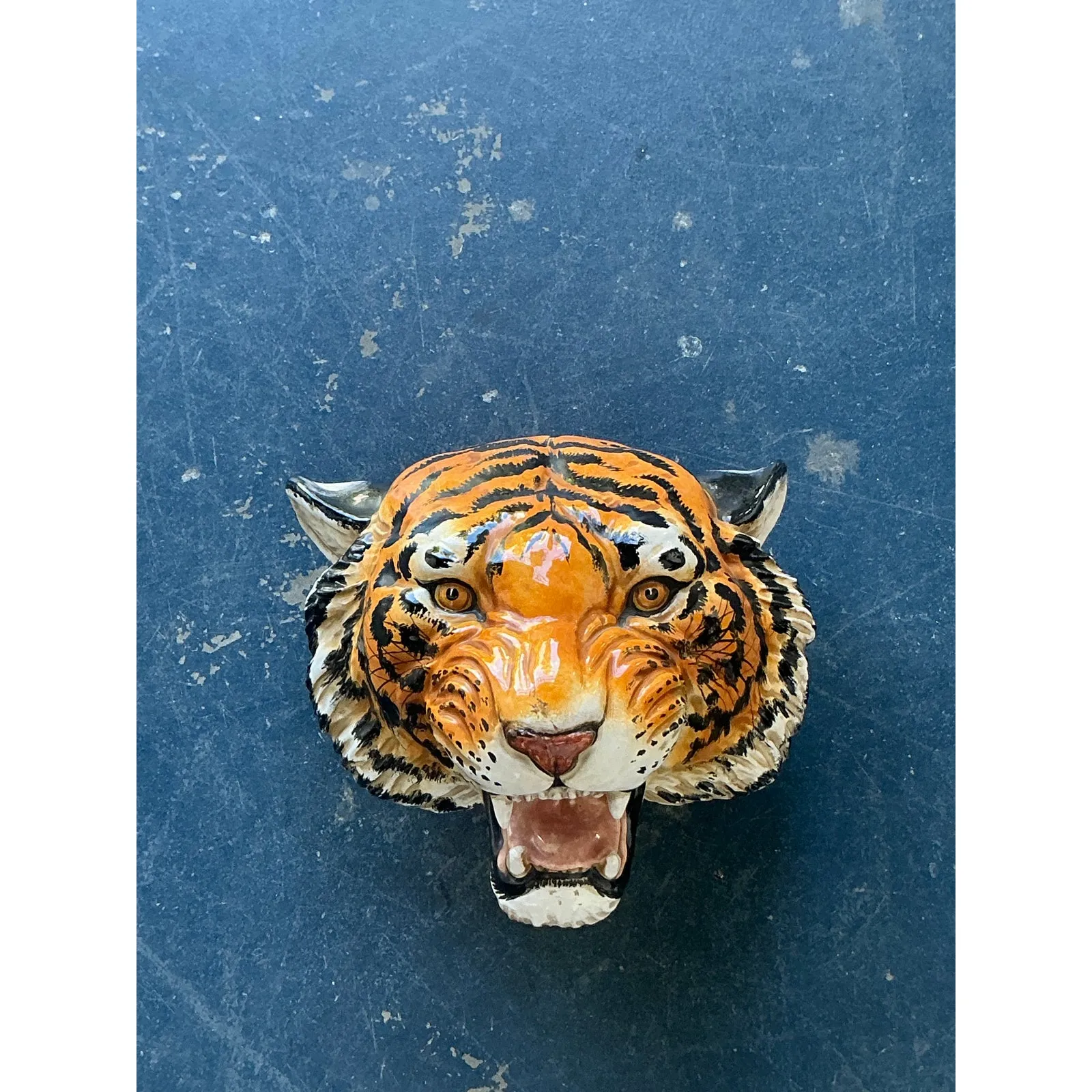Vintage Boho Glazed Ceramic Wall Tiger — additional photo 2