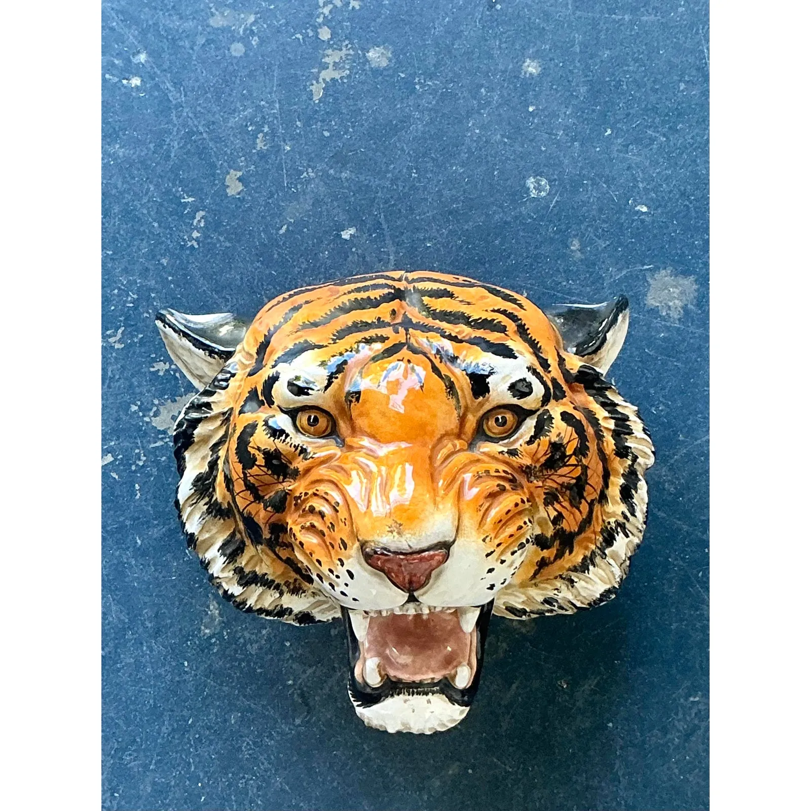 Vintage Boho Glazed Ceramic Wall Tiger — additional photo 4