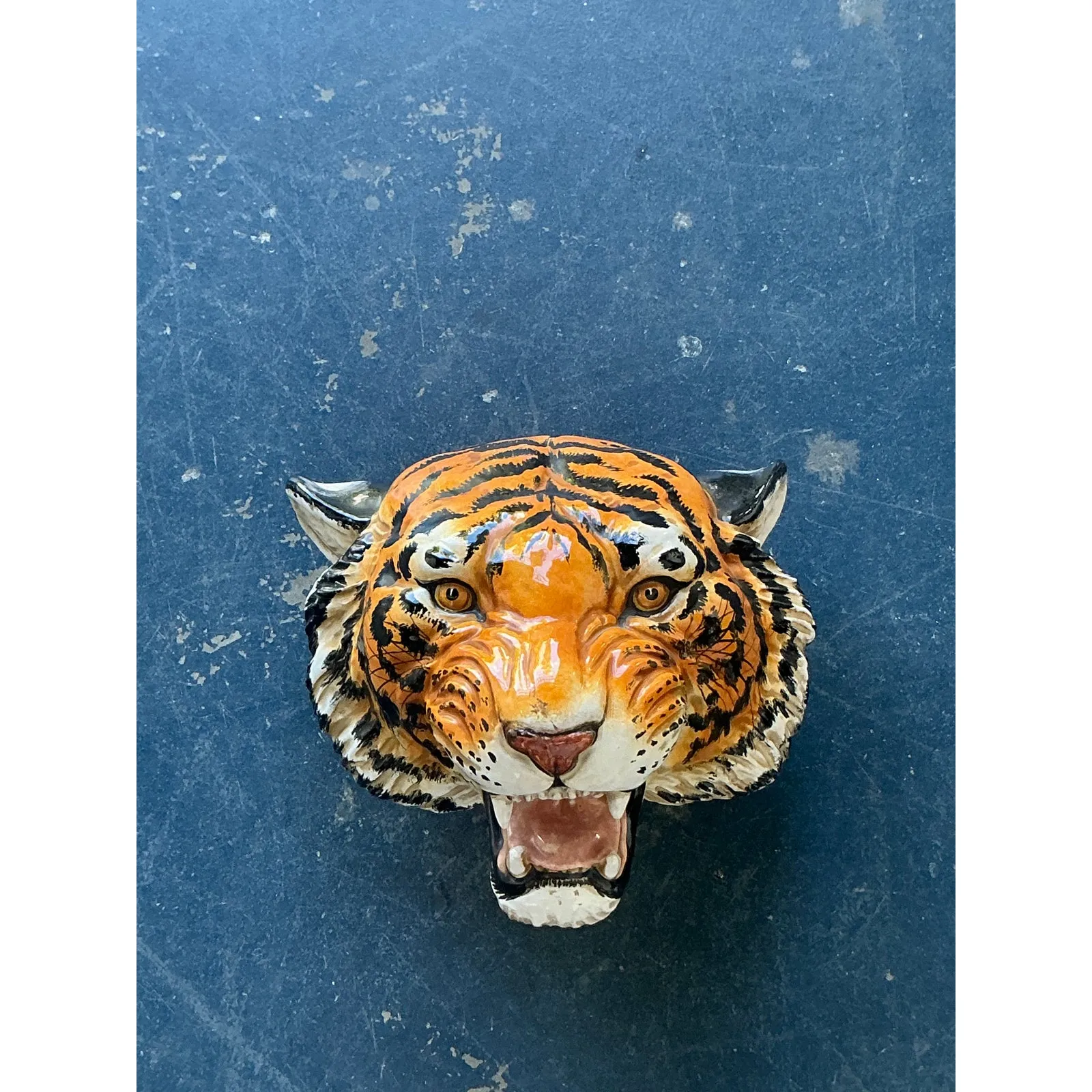 Vintage Boho Glazed Ceramic Wall Tiger — additional photo 6