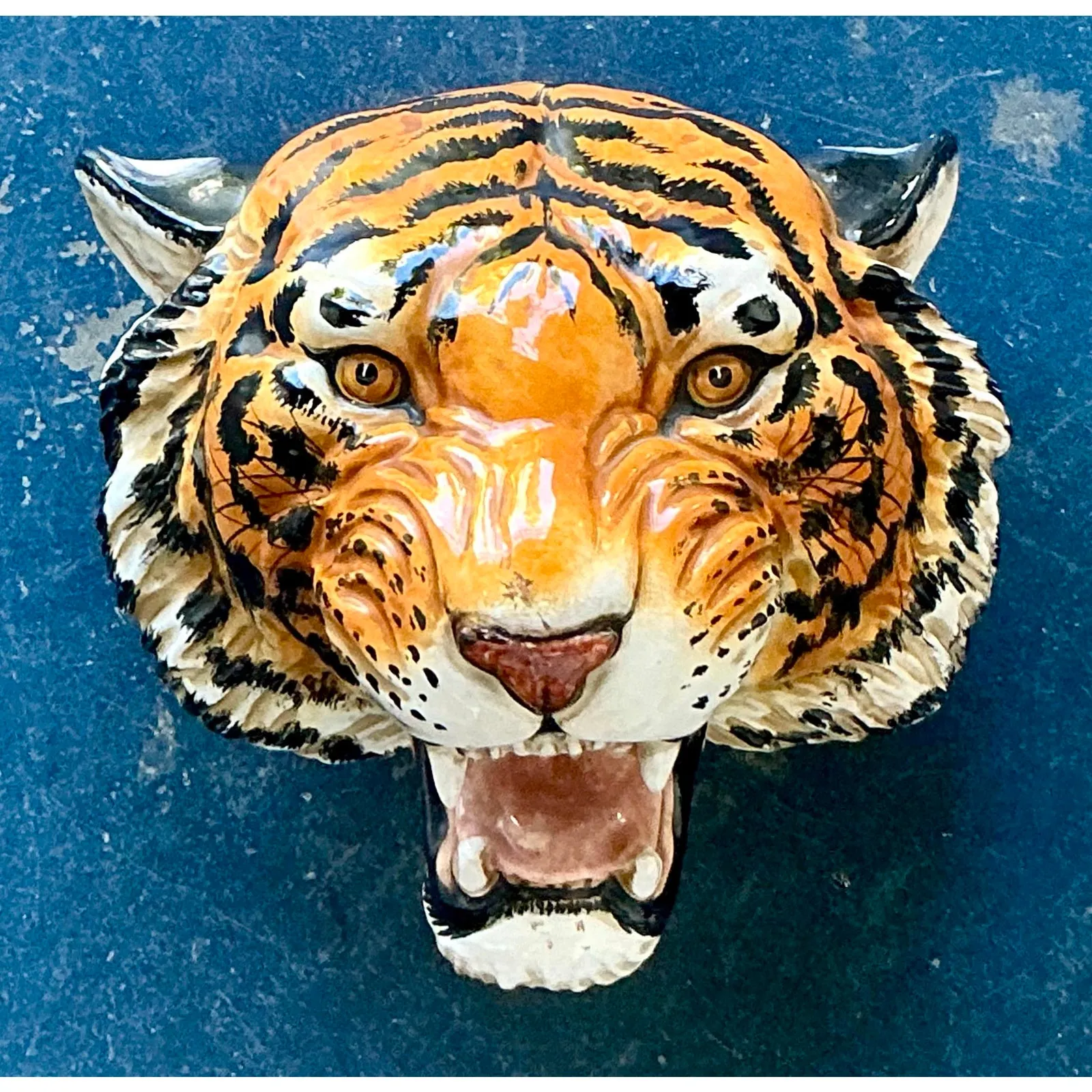 Vintage Boho Glazed Ceramic Wall Tiger — additional photo 7
