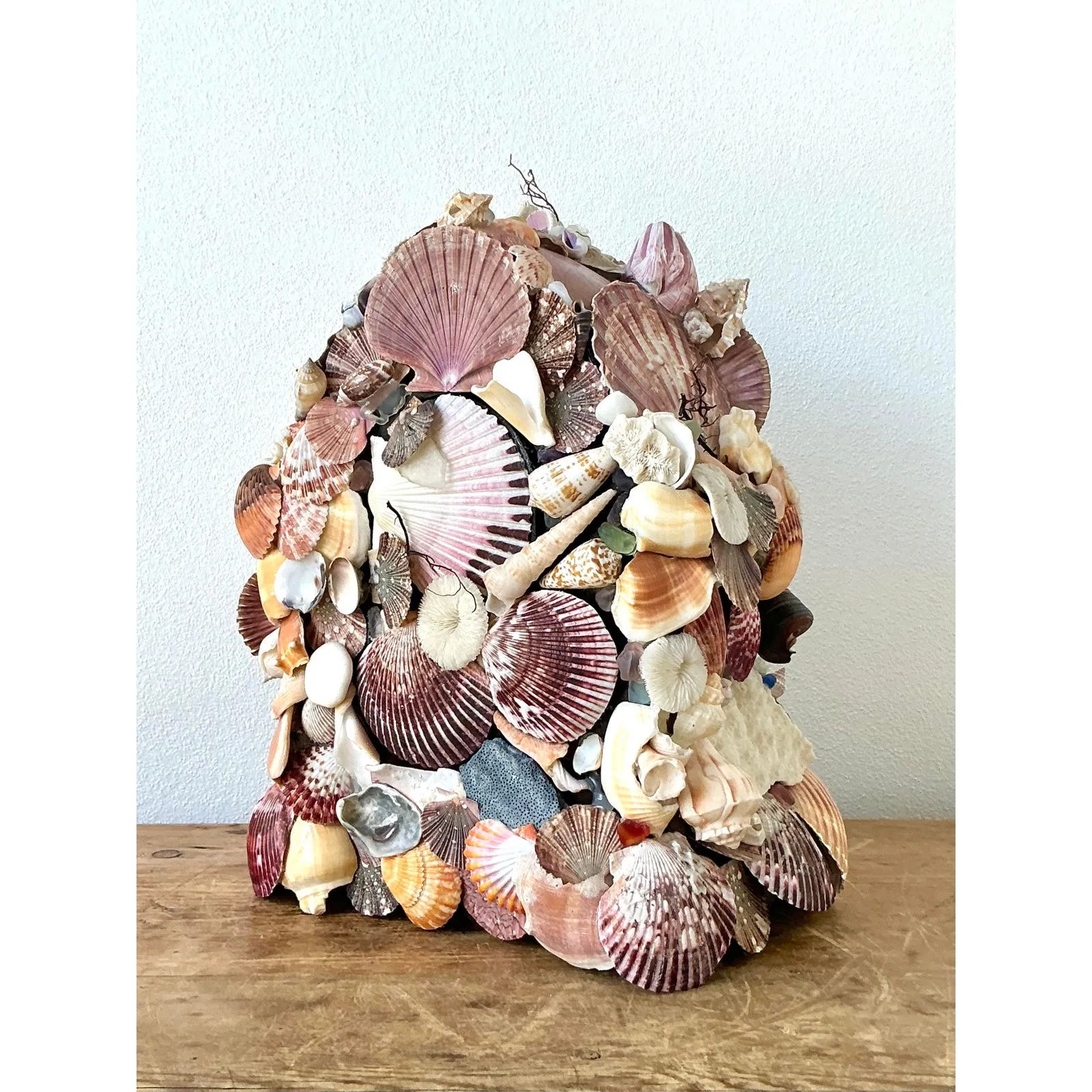 Vintage Boho Shell Encrusted Mantle Clock — additional photo 8