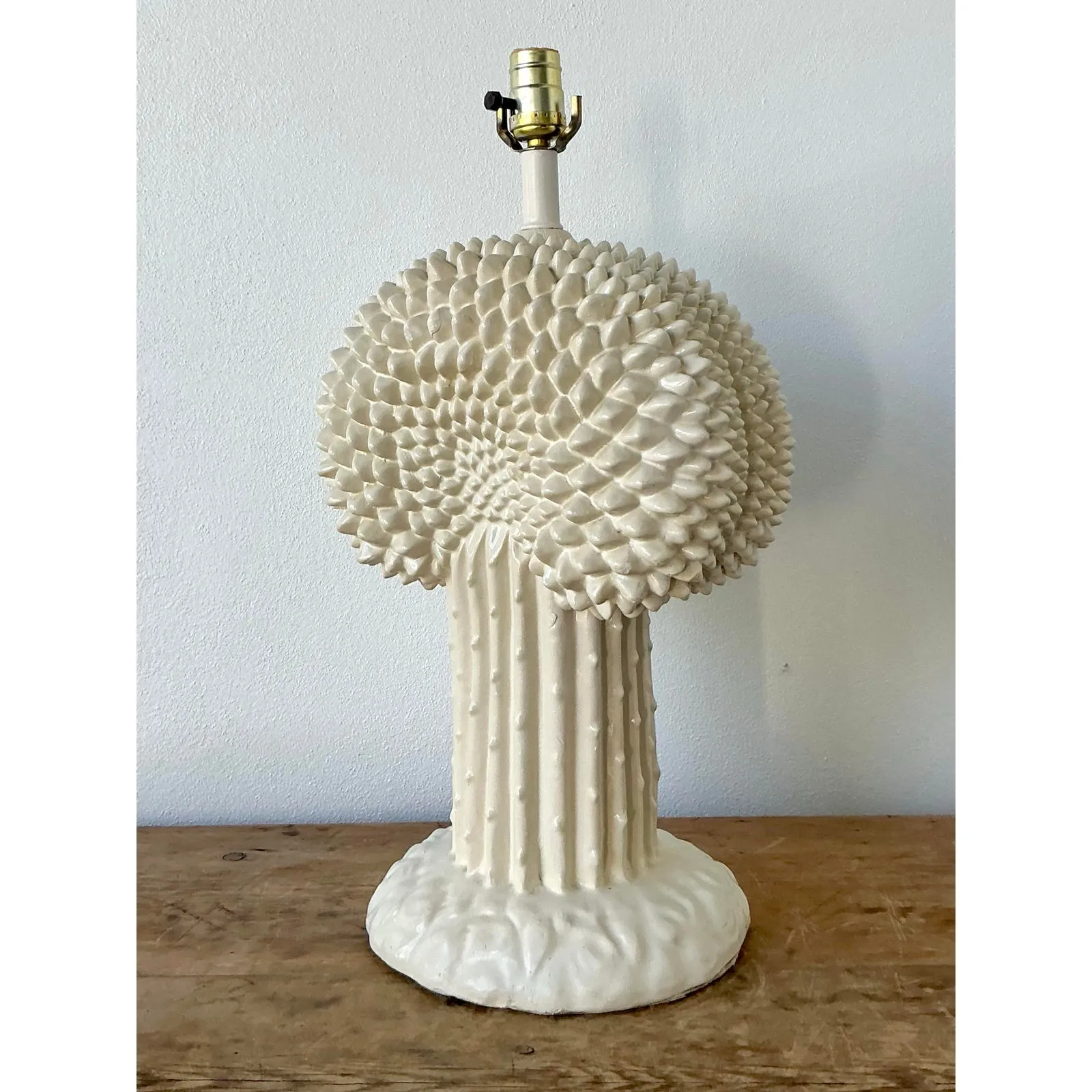 Vintage Boho Glazed Ceramic Cactus Lamp After Dickinson — additional photo 3