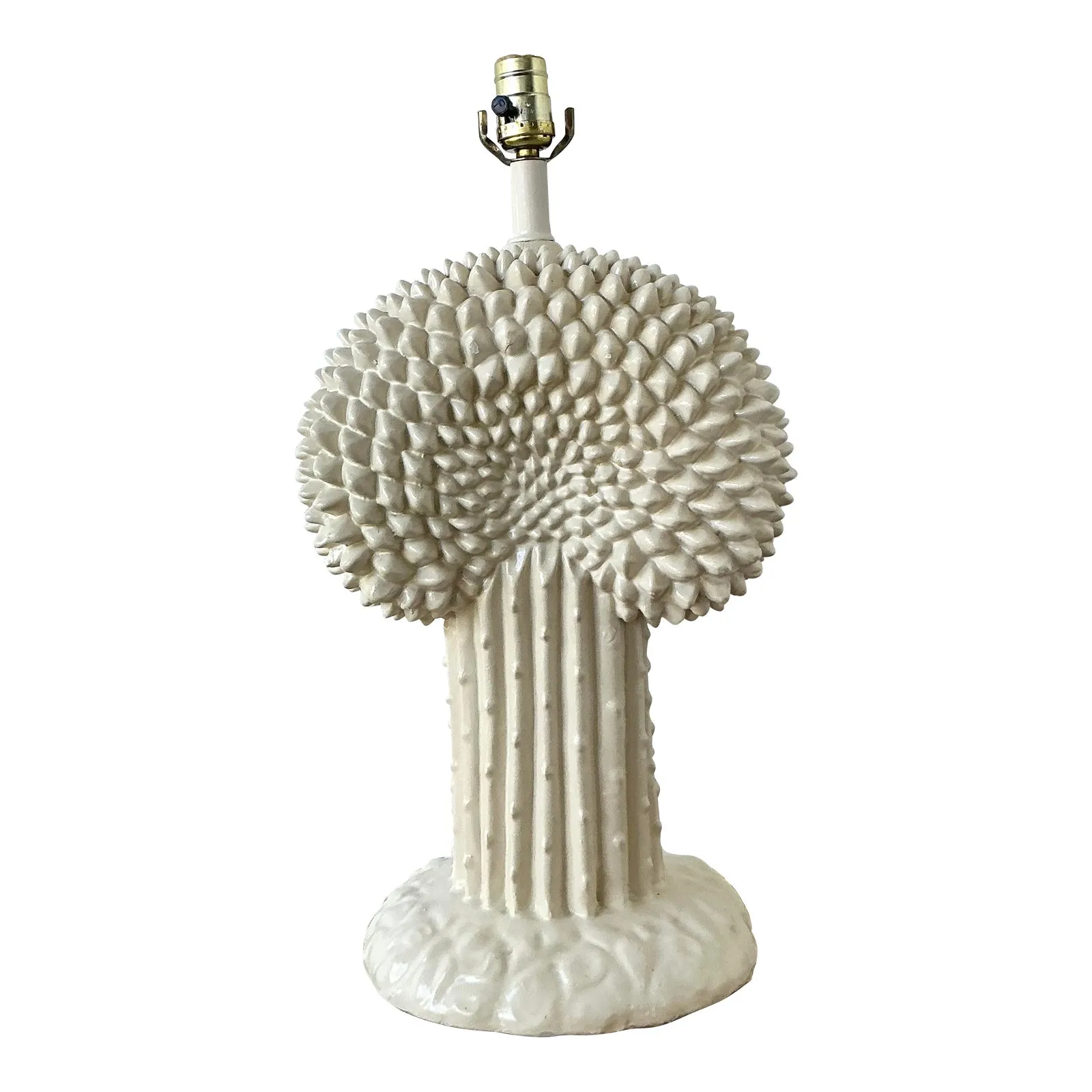 Vintage Boho Glazed Ceramic Cactus Lamp After Dickinson — additional photo 1