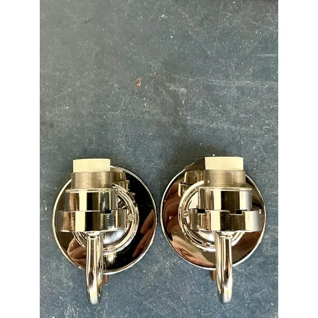 Vintage Boho Vaughan Polished Nickel Light Sconce - A Pair — additional photo 4