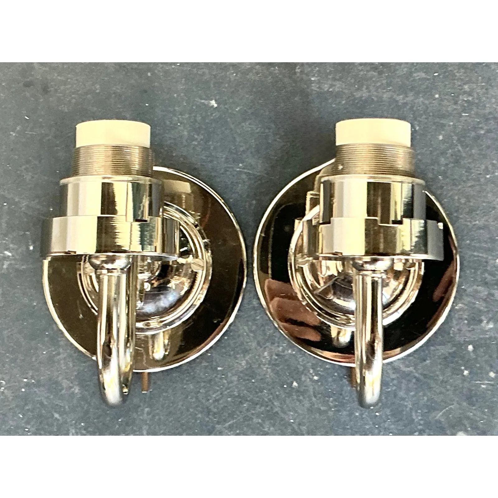 Vintage Boho Vaughan Polished Nickel Light Sconce - A Pair — additional photo 7