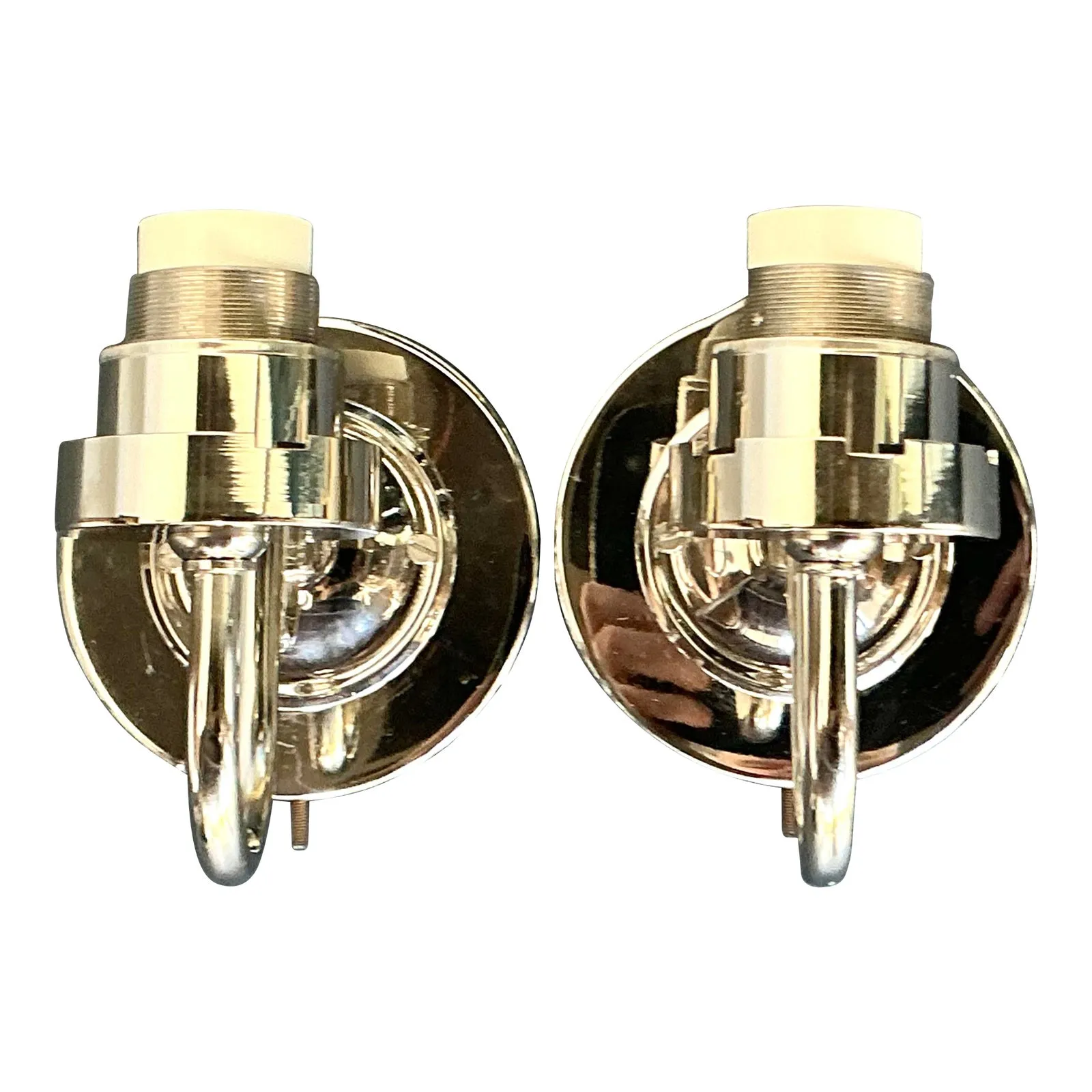 Vintage Boho Vaughan Polished Nickel Light Sconce - A Pair — additional photo 1