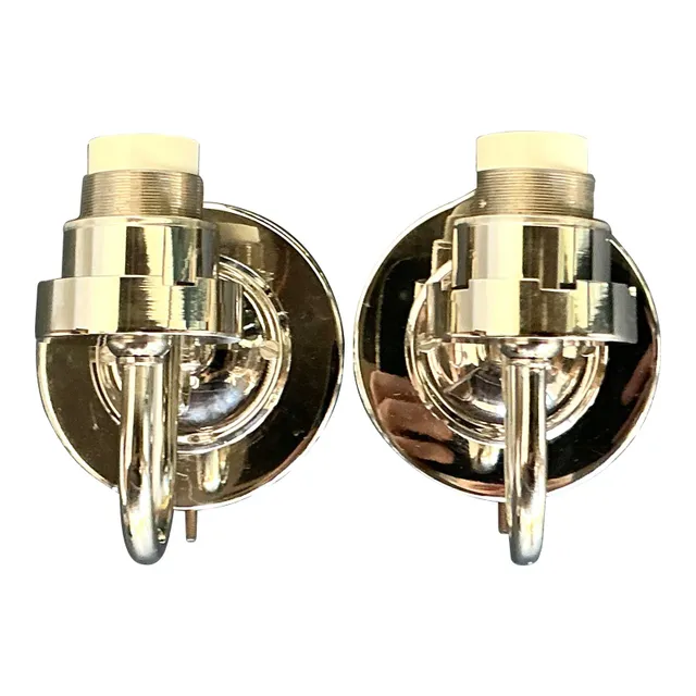 Vintage Boho Vaughan Polished Nickel Light Sconce - A Pair — additional photo 1