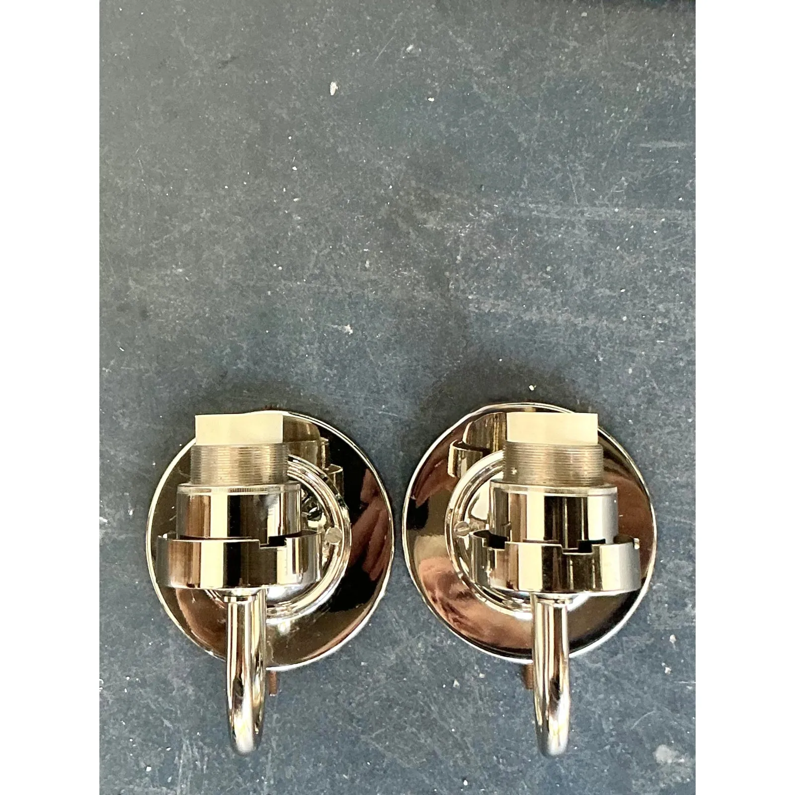 Vintage Boho Vaughan Polished Nickel Light Sconce - A Pair — additional photo 8