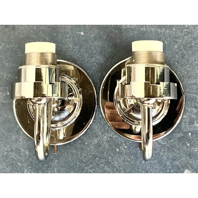 Vintage Boho Vaughan Polished Nickel Light Sconce - A Pair — additional photo 2