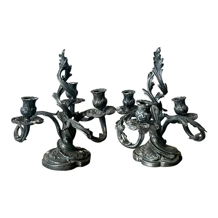 Vintage Art Nouveau Three Arm Candelabras - A Pair — additional photo 1