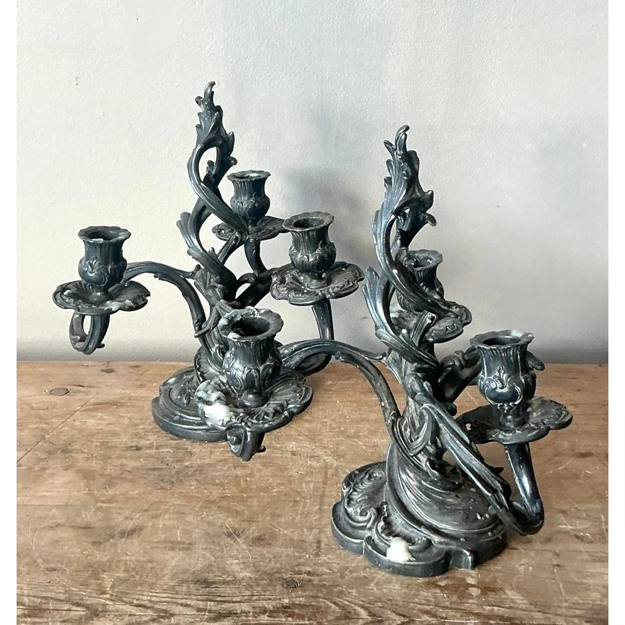 Vintage Art Nouveau Three Arm Candelabras - A Pair — additional photo 3