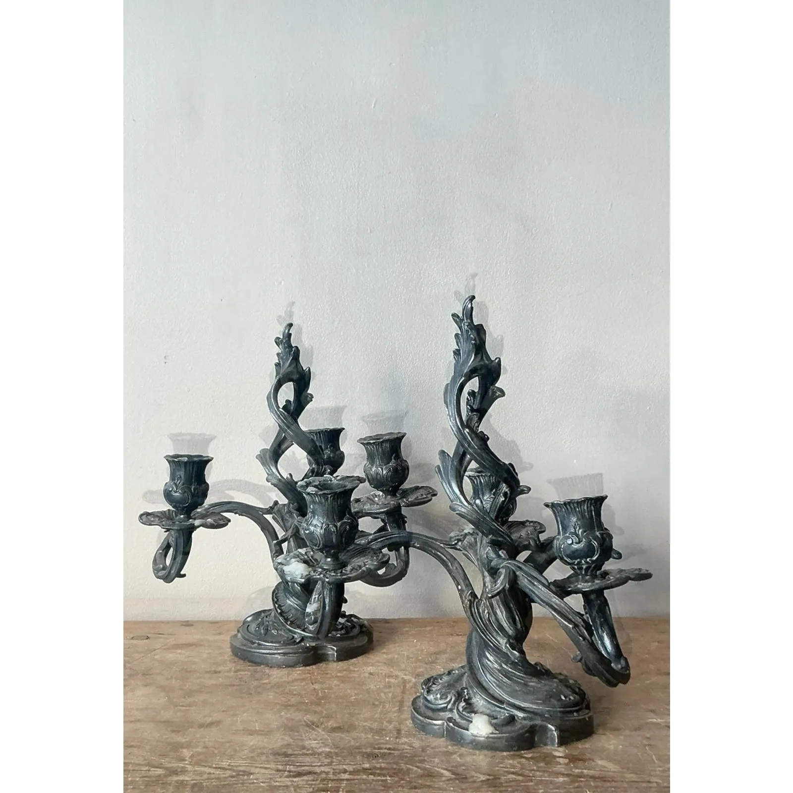 Vintage Art Nouveau Three Arm Candelabras - A Pair — additional photo 4