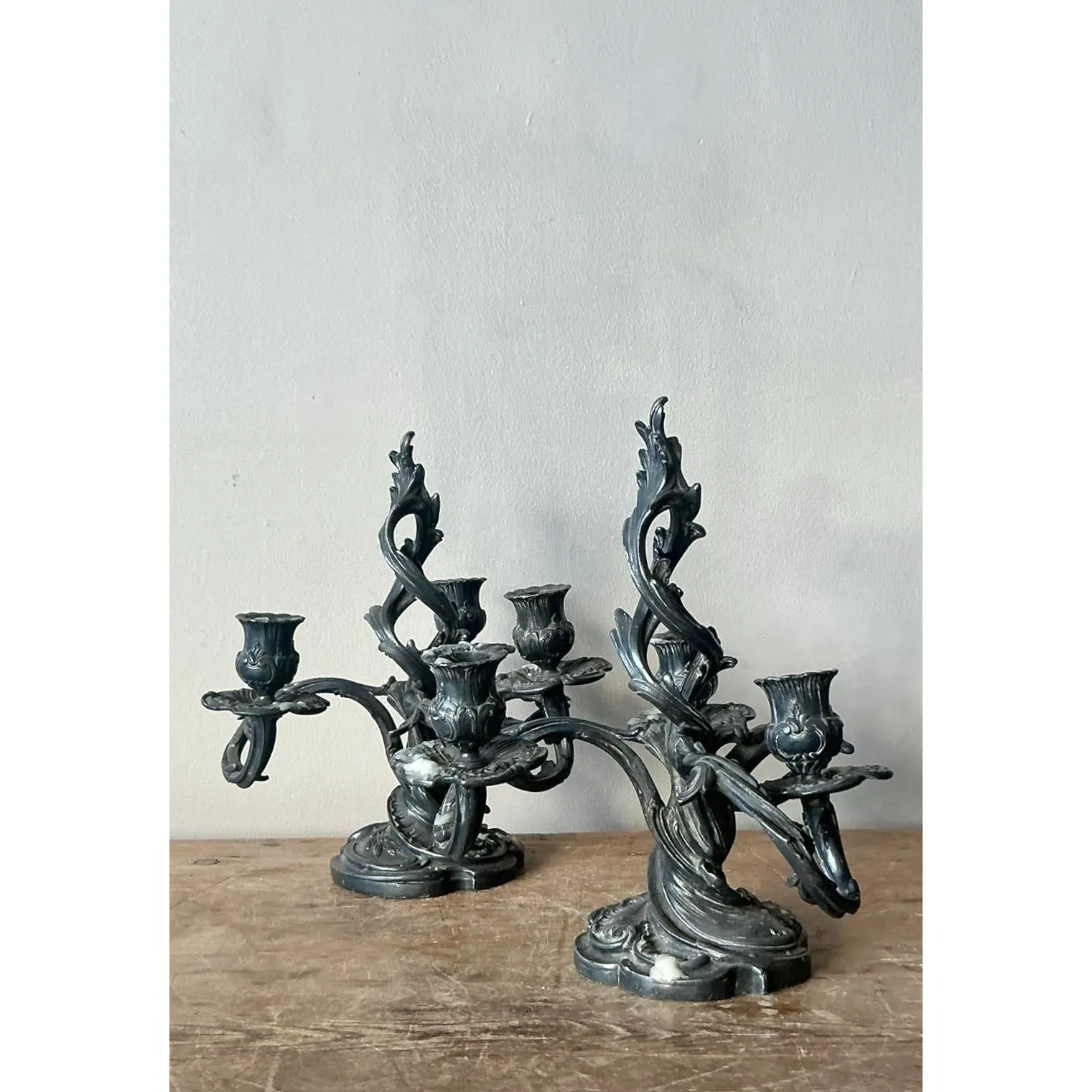 Vintage Art Nouveau Three Arm Candelabras - A Pair — additional photo 6