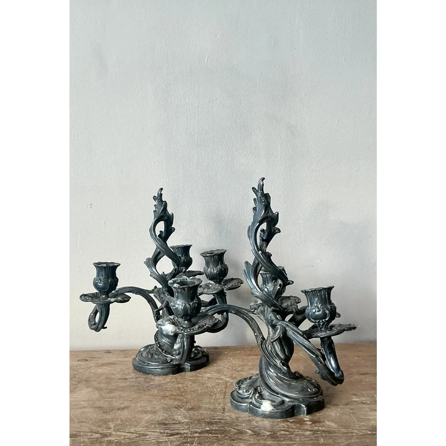 Vintage Art Nouveau Three Arm Candelabras - A Pair — additional photo 7