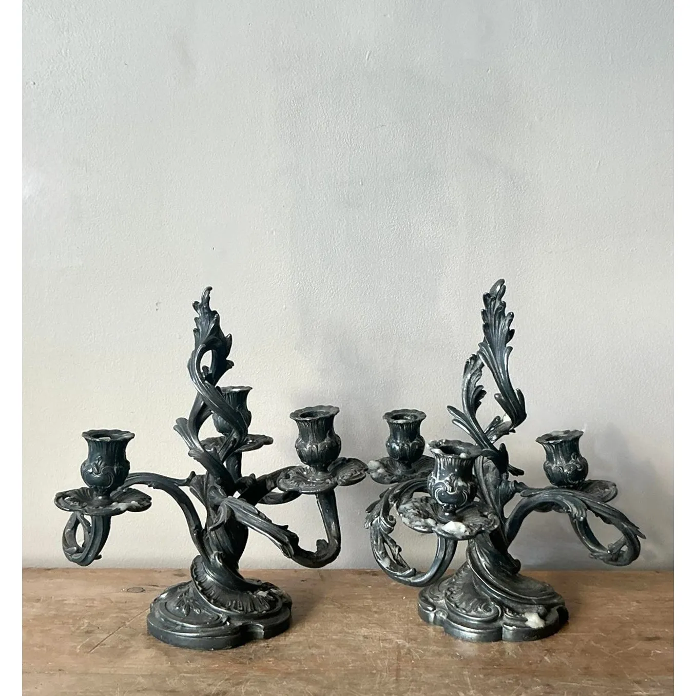 Vintage Art Nouveau Three Arm Candelabras - A Pair — additional photo 8