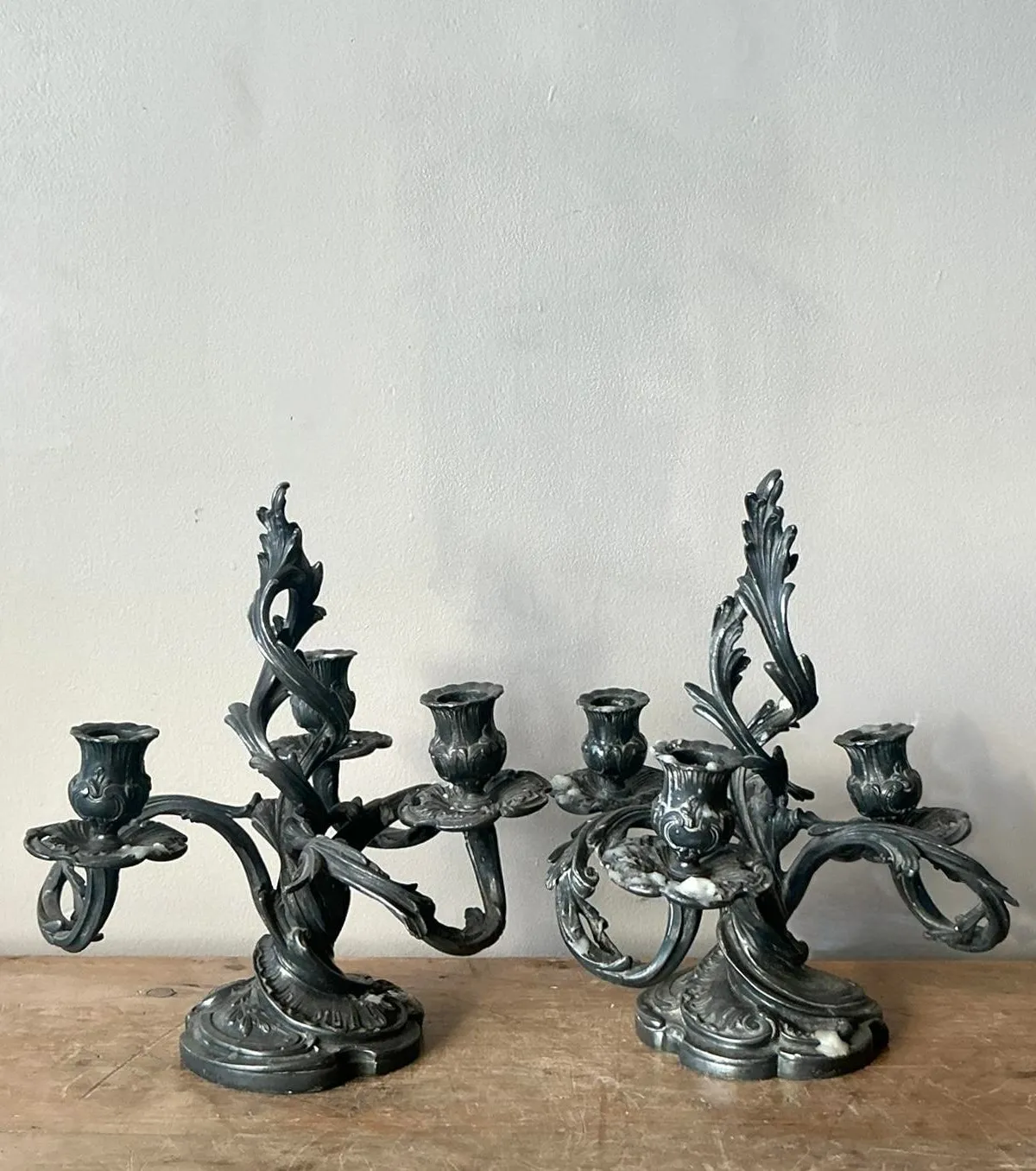 Vintage Art Nouveau Three Arm Candelabras - A Pair — additional photo 7
