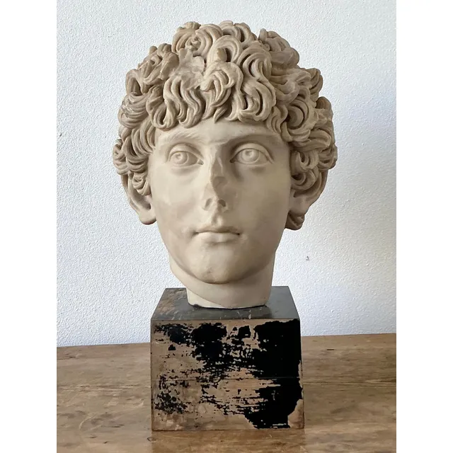 Vintage Boho Cast Marble Bust of Marcus Aurelius — additional photo 1