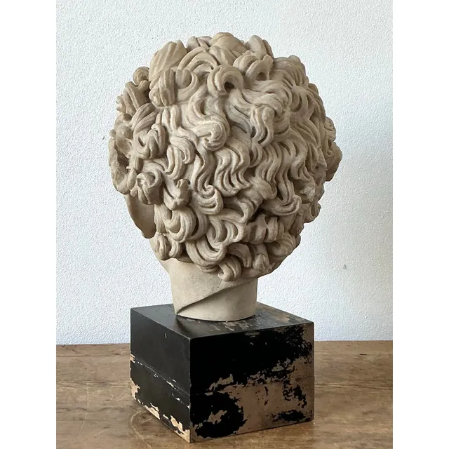 Vintage Boho Cast Marble Bust of Marcus Aurelius — additional photo 4