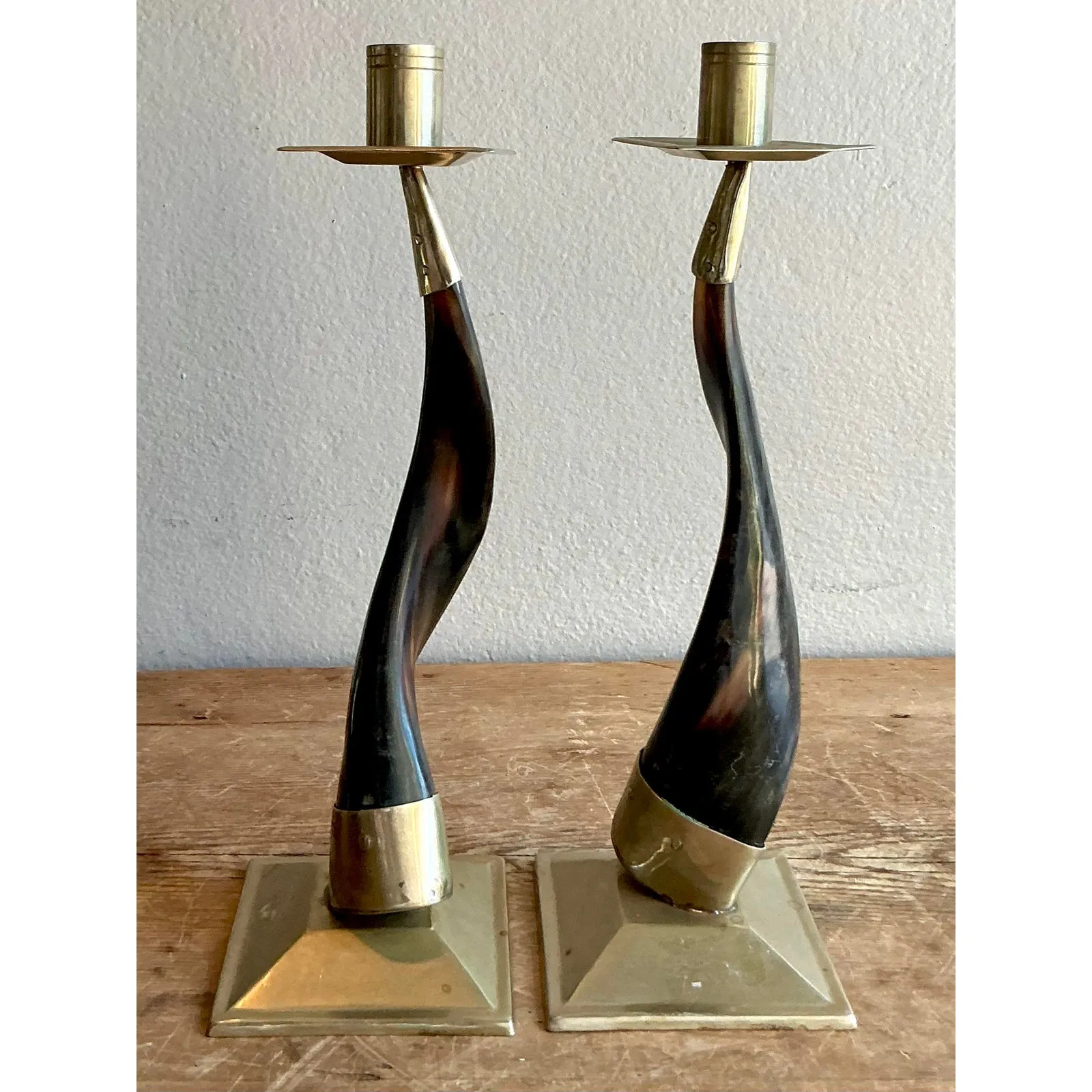 Vintage Boho Horn Candlesticks - A Pair — additional photo 5