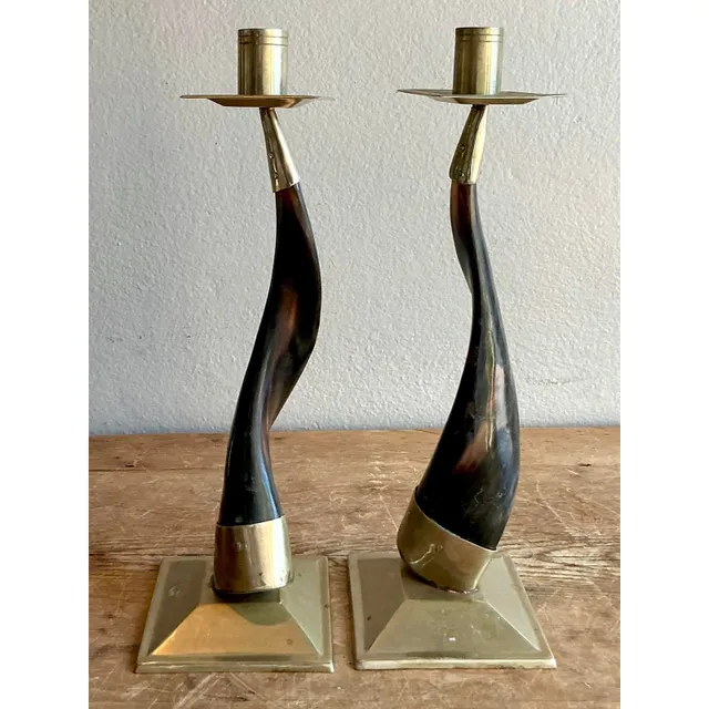 Vintage Boho Horn Candlesticks - A Pair — additional photo 5